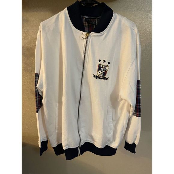 Mureli Sweaters Vintage Medium White Mureli Zip Up Jacket Plaid